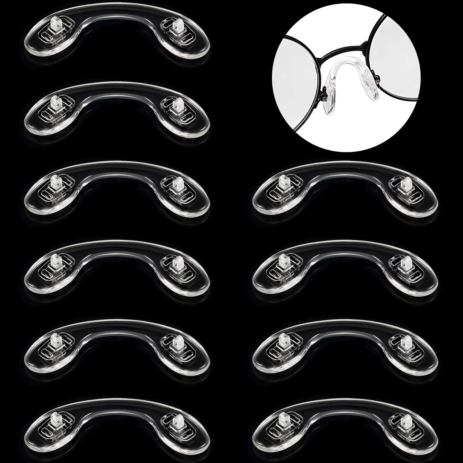 Frienda 10 Pairs Soft Silicone Nose Pads U Shaped Strap Bridge Nose Pads Screw-in Eyeglasses Anti-Slip Saddle Bridge Glasses (4.2 cm/ 1.65 inch)