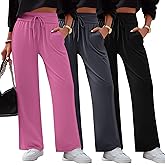Neer 3 Pack Women's Lounge Pants Wide Leg Yoga Sweatpants with Pockets High Waisted Drawstring Lounge Loose Workout Jogger