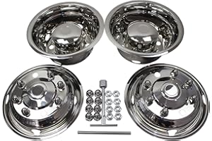 XIUHUA 19.5 Inch 8 Lugs Stainless Steel Wheel Simulators 22mm Studs for 19-21 Chevy GMC C4500 C5500 C6500 04-21 Ford F650 04-