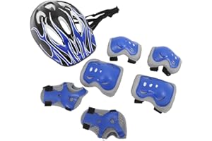 Hohopeti 7pcs Kids Adjustable Protective Gear Set Helmet, Elbow Pads, Knee Pads Wrist Guards for Skateboarding, Cycling, and 