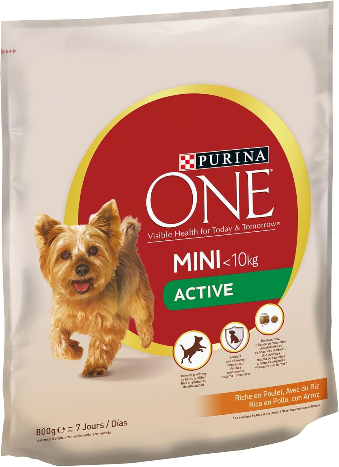 Purina ONE Mini Active Pienso para Perro Adulto Pollo y Arroz 8 x 800 g