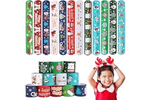 CCINEE Christmas Slap Bracelets,Xmas Slap Wristbands Snata Claus Reindeer for Christmas Party Gift Bag Filler Giveaways,48PCS