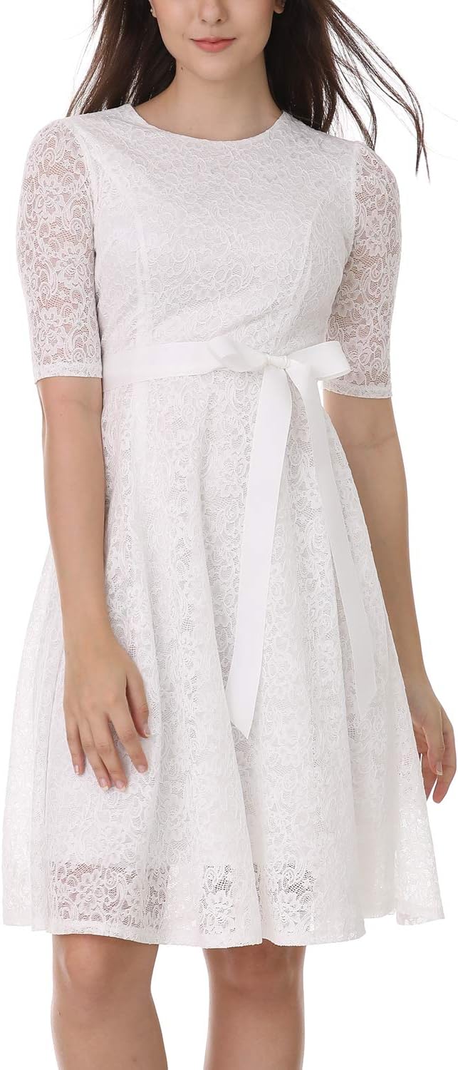 Vieliring Women's Short Floral Lace Bridesmaid Casual Cocktail Wedding Birthday Party Dress