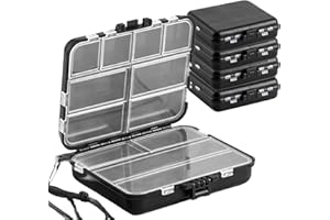 Tcakelox 5 Pack Mini Plastic Tackle Boxes for Small Tackle Box Organizer, Ideal for Fishing Storage Containers, Kayak Fly Boxes Large