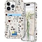 Petocase for iPhone 14 Pro Max Wallet Case Card Holder Slot Slim Fit Flexible TPU Gel Rubber Soft Skin Silicone Protective Phone Case Cover for Apple iPhone 14 Pro Max 6.7inch-Floral