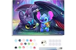 VINDIJA Paint by Numbers Kit for Adults Kids Beginner, Stitch Adults' Paint by Number Kits on Canvas Framed, Color by Numbers for Adults, Arts Crafts Kits for Girls Ages 8-12 Adults, 8x12in, MT2028