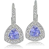 Sterling Silver Tanzanite & White Topaz Trillion-Cut Leverback Earrings