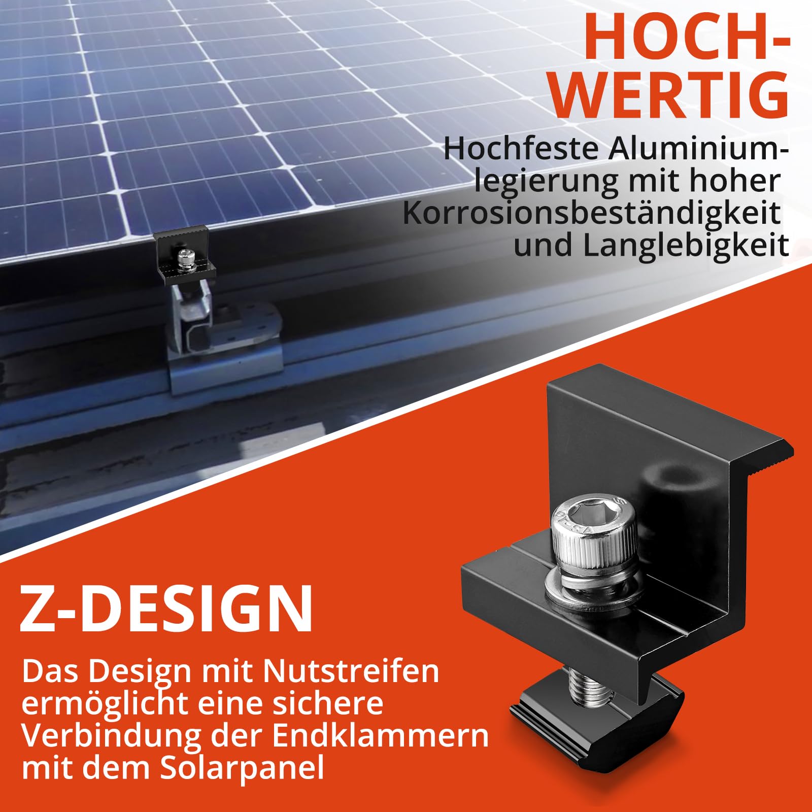 GETLITOOL Solarmodul Halterung 30mm Endklemme Kit, 10x Solarpanel Z Halterung Randklemme für Photovoltaik Montageschiene Befestigung Photovoltaik Solarpanelen für Gerahmte Solarmodul(30mm) 5