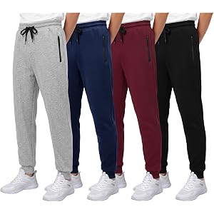 Resinta 4 Pack Boys Sweatpants Youth Teens Athletic Cotton Pants with Zipper Pockets Drawstring Joggers for Kids