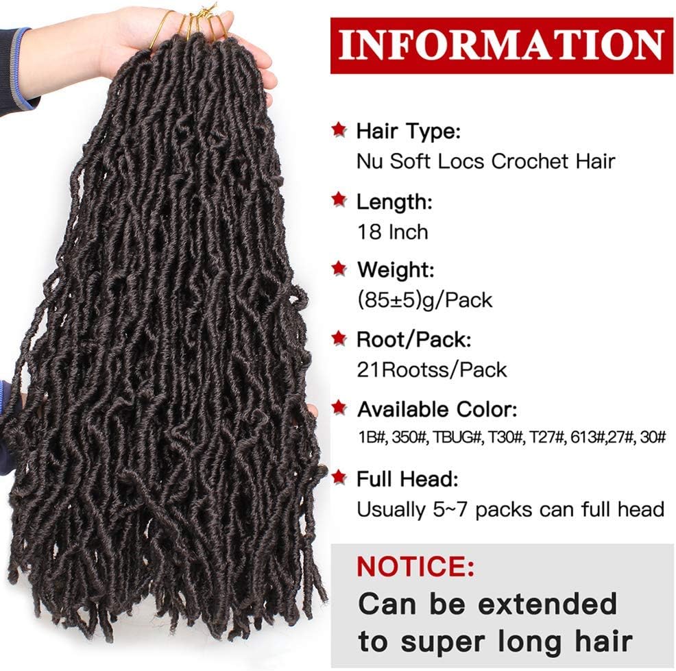 Xtrend 18 Inch 7Packs Nu Faux Locs Crochet Braids Hair Synthetic Dreadlocks Braiding Hair Fashion Goddess Distressed Faux Locs Curly Wavy Hair Extensions 12strands/pack 4# - Image 4