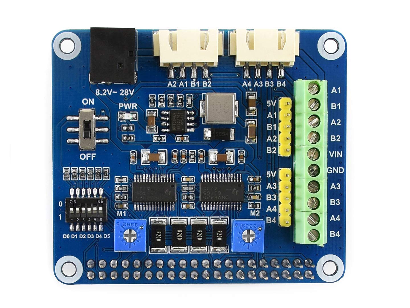 Stepper Motor HAT for Raspberry Pi 3B+/3B/2B/Zero/Zero W/Zero WH Onboard Dual DRV8825 Motor Controller IC Built-in Microstepping Indexer Drive two Stepper Motors Up to 1/32 Microstepping