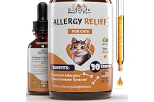 WOOF 'N' PURR Natural Allergy Relief for Cats - Supports Allergy & Itch Relief for Cats - Cat Allergy - Cat Itch Relief - Cat Itchy Skin Relief - Cat Allergy Relief for Cats - Cat Supplements & Vitamins - 1 fl oz