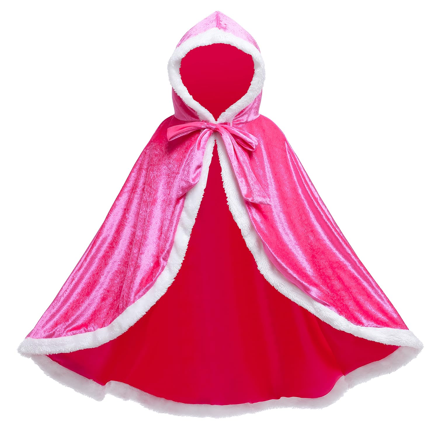 Proumhang Hooded Cloak Cape Mid Length Princess Cloak Velvet Girls Halloween Carnival Christmas Masquerade Costume Rose Red — image 1