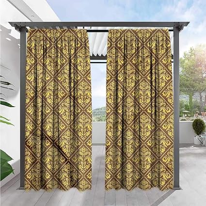 Amazon Com Marilds Yellow And Brown Outdoor Curtains Renaissance