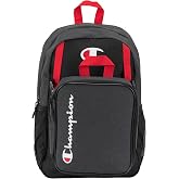 Champion Kids' Mode 2-Piece Backpack and Insulated Lunch Box Combo Set with Laptop Compartment, Padded Straps, Water Bottle Pocket for Daily Use, Black Combo, One Size