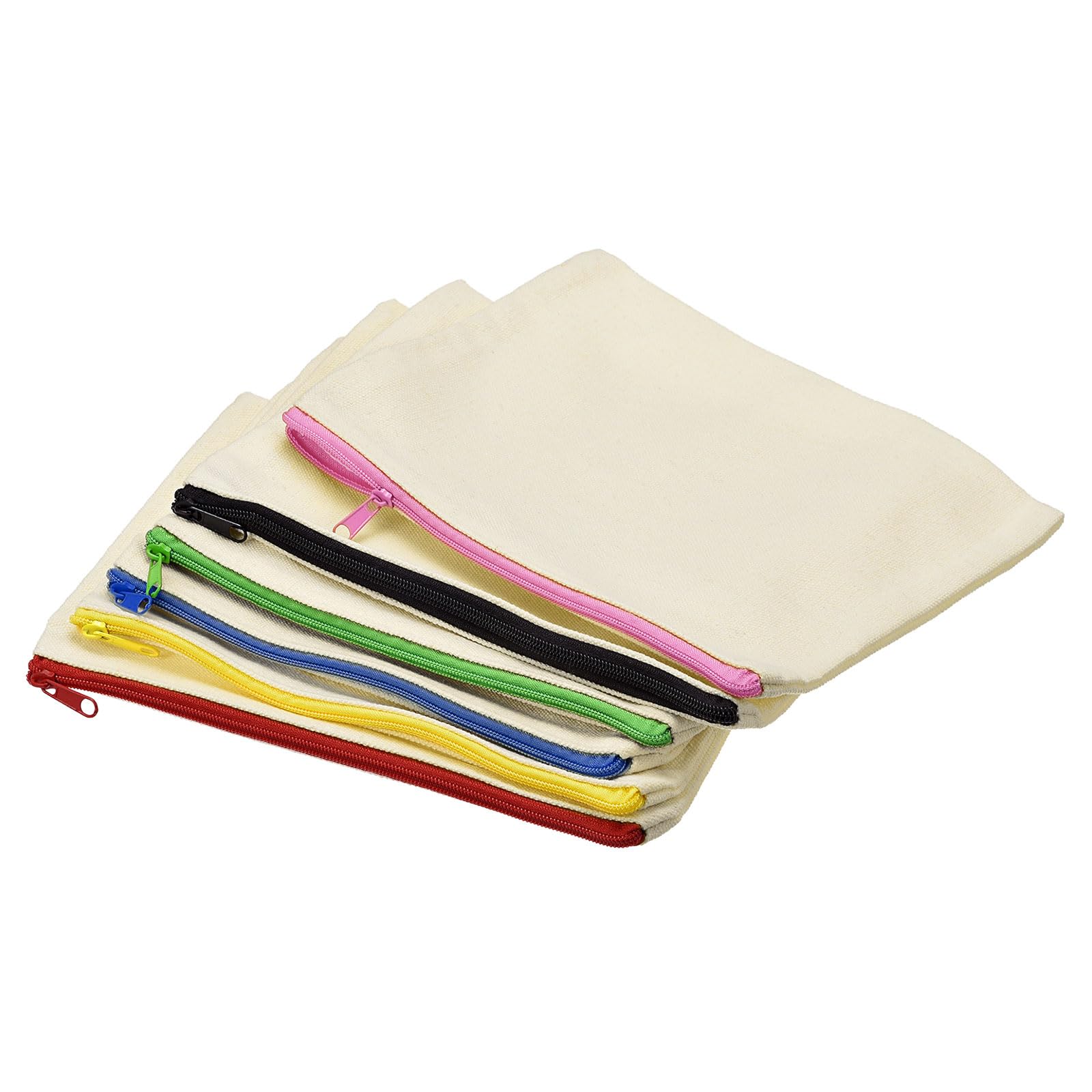 PATIKIL Canvas Zipper Pouch, 6 Pack Blank DIY Zip Bags Pencil Case Storage Pockets for Craft Travel Organizing Accessory, Multicolor