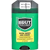 BRUT Warm Amber and Honor Antiperspirant and Deodorant - Scented Deodorant Stick for Men - Powerful Sweat Protection - Eliminates Odors - 2.7 oz
