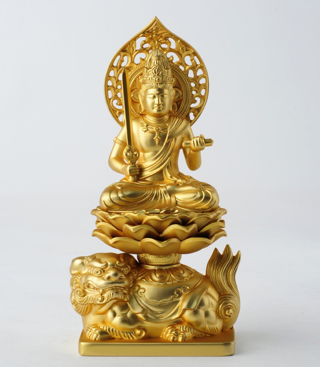 仏師 牧田秀雲 ナガエ イスム 仏像 仏像ワールド B07chtxzdp もんじゅぼさつ 原型 卯年生まれ 十二支守り本尊 純金メッキ仕上げ 15cm 高岡銅器 文殊菩薩 仏像 メール便無料
