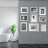YiPinYin 3x 8x8 Inch White Photo Frames Set with Mount 6x6 or 8x8 Display view 6