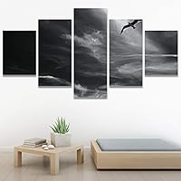 SIGNWIN 5 Panel Canvas Wall Art Birds Soaring in Sky for Home Decorations Ready to Hang - 60