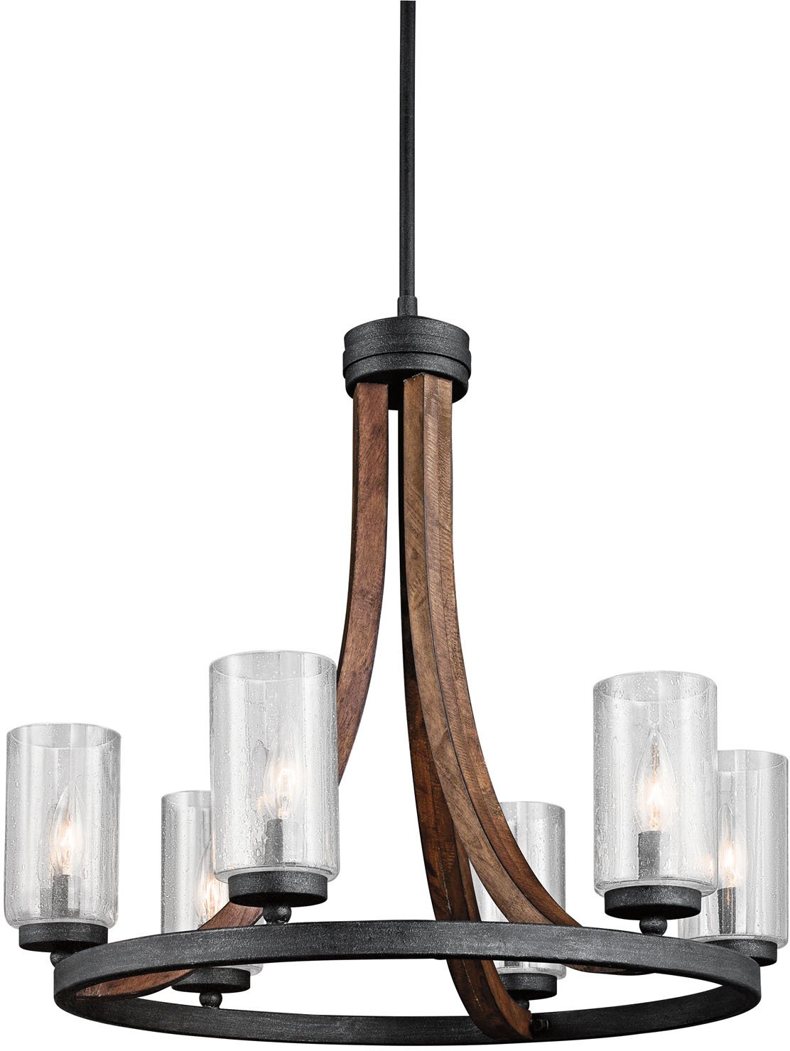 Kichler 43193AUB, Grand Bank Candle Chandelier Light, 6 Light, 450 Watts, Auburn Stained