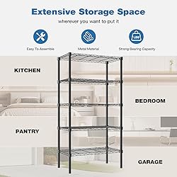 OLIXIS 5 Tier Storage Shelves, Metal Wire Rack