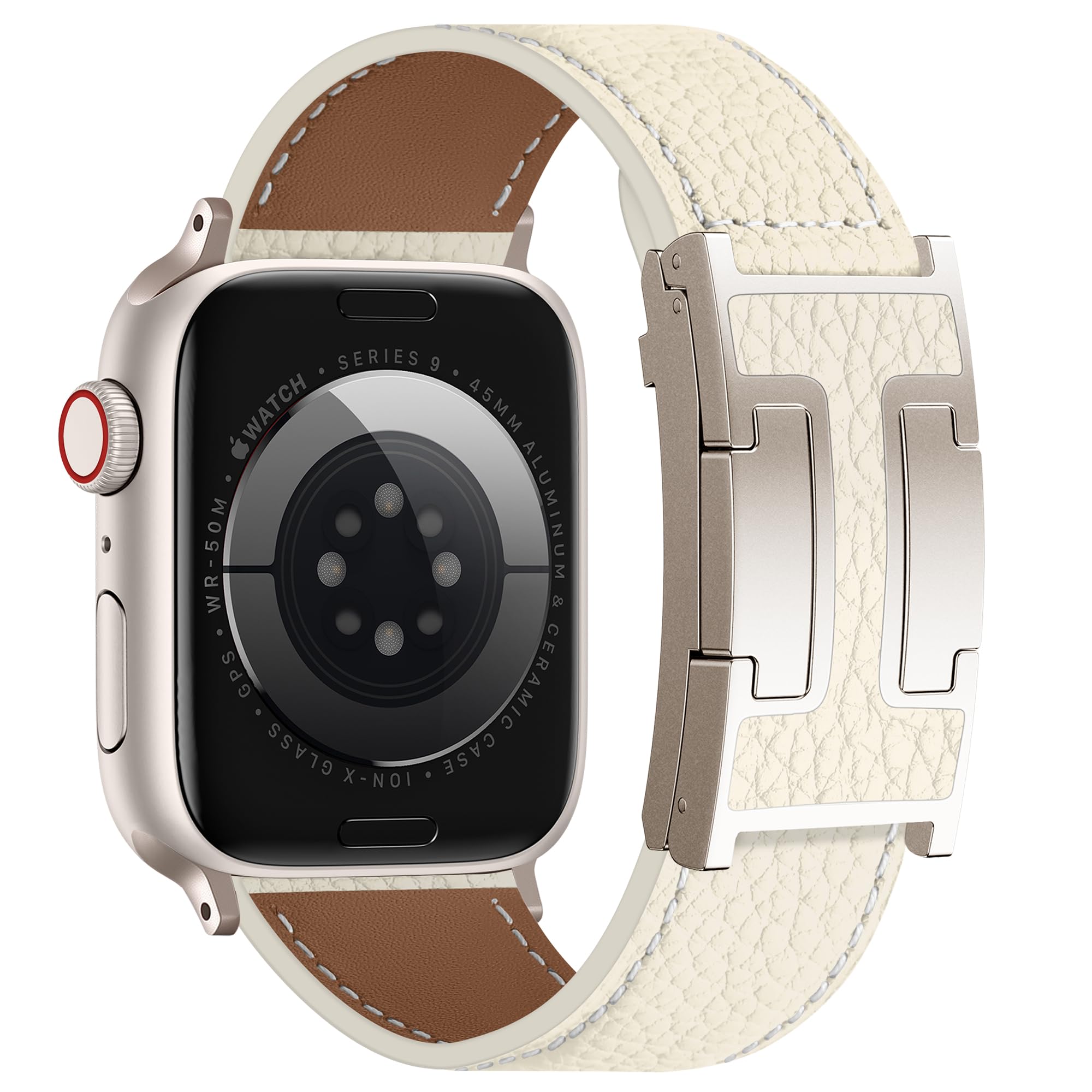 Charlam Leather Magnetic Watch Band, Compatible with Apple Watch Bands 40mm 38mm 41mm 42mm 44mm 45mm 46mm 49mm Women Men, Top Grain Leather Designer Strap for iWatch Series 11/10/9/8/7/6-1/Ultra 3/SE3