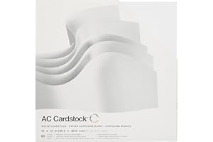 American Crafts 71259 12-Inch by 12-Inch Cardstock Variety Pack, White