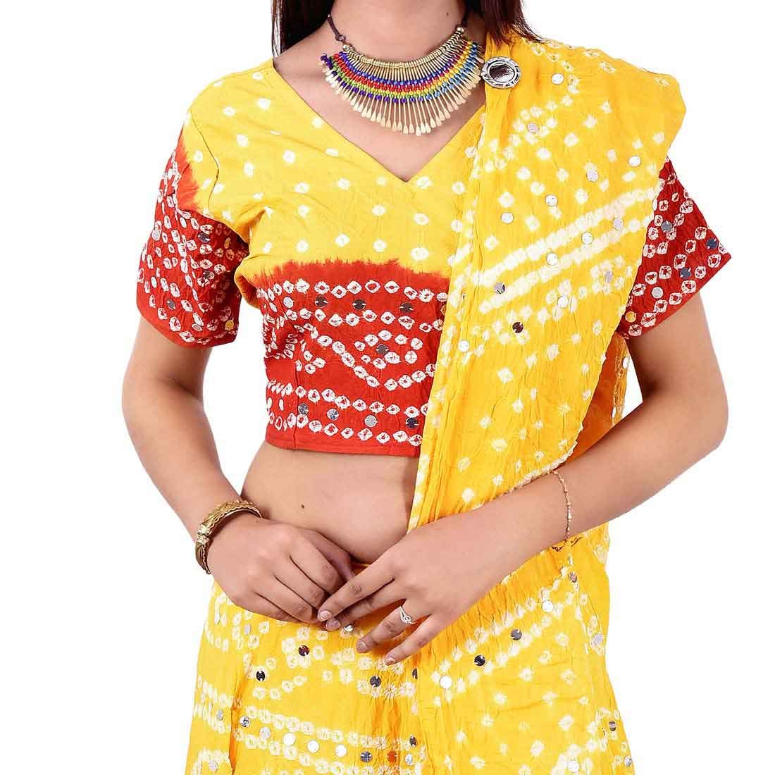 halowishes women's cotton lehanga choli(led-104 red yellow free size)