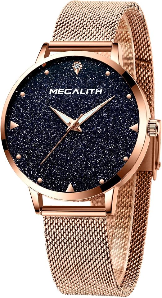 Montre Femme Quartz Or Rose Avec Diamants – Acier Inoxydable, étanche 30m, Cadran Blanc, Neuve Avec étiquettes
