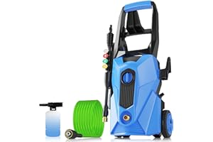 COMMOWNER 4000PSI 2.8GPM Electric Pressure Washer with 33FT Resistant Extension Pressure Washer Hose and 4 Nozzles, Compatible with Extended Undercarriage Cleaners, Professional Powerwashers for Home/Car(Blue)
