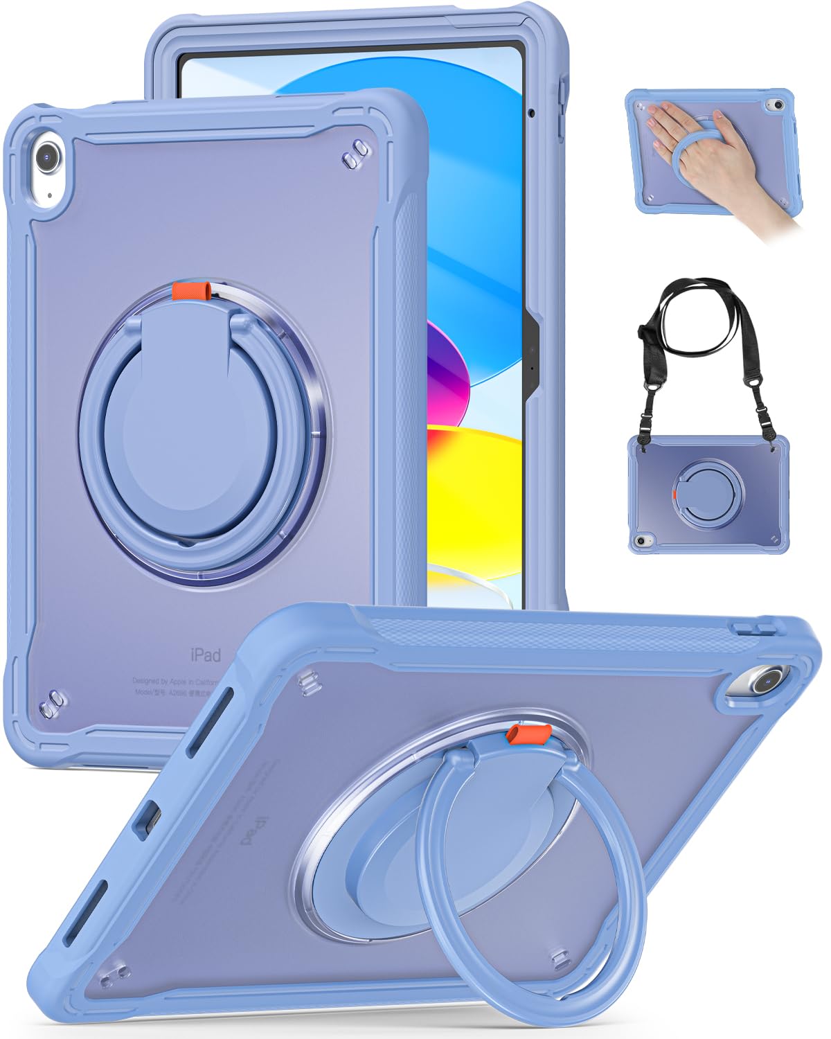 Photo 1 of *MISSING SHOULDER STRAP* BRAECN for iPad (A16) 11th/10th Generation Case 11 inch 2025/10.9'' 2022 Handle Protective Cover 360 Rotating Ring Stand, Shockproof Dropproof Case for Kids Kickstand & Pencil Holder & Shoulder Strap