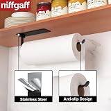 niffgaff Black Under Cabinet Paper Towel Holder Self-Adhesive Wall Mount view 2