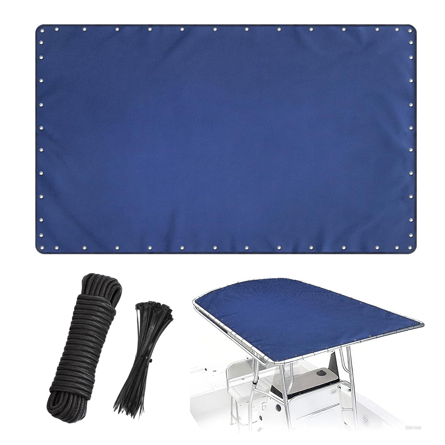 Photo 1 of Boat T Top Canvas Replacement 82" x 58" T Top Boat Cover 1200D Blue Waterproof T-Top Boat Center Console Cover Suitable for Center Console Cover Boats