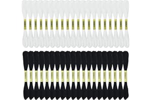 Wijavija 40 Skeins Black and White Embroidery Floss Cross Stitch Threads Cotton Embroidery Floss Friendship Bracelets for Beg