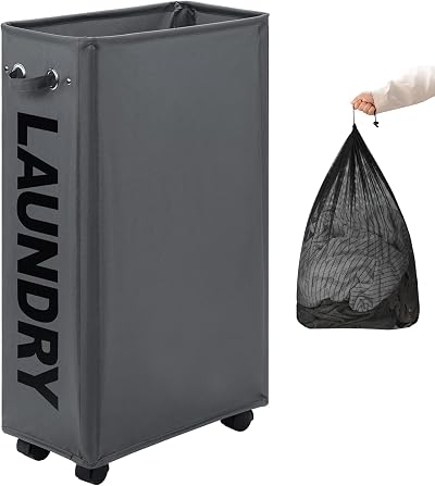 DOKEHOM 29 Inch Enlarged Slim Laundry Hamper with Wheels and Removable Wash Bag