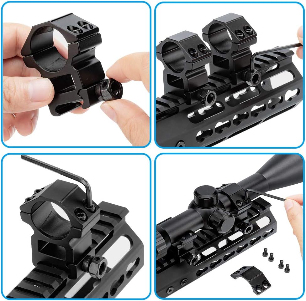 Modkin 1 Inch Scope Rings, 2 Pieces High Profile Scope Mounts + 2 Pieces Medium Profile 1 Inch Scope Rings for Picatinny/Weaver Rail - Pack of 4 : Electronics