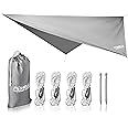 Foxelli Hammock Rain Fly - Waterproof Lightweight Tent & Hammock Rain Tarp for Camping, Backpacking w/Easy Setup Including Extra Long Guy Lines & Stakes