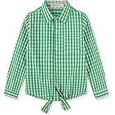 Noomelfish Girls Long Sleeve Button Down Shirt Tie Front Blouse Tops (5-14 Years)