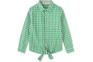 Noomelfish Girls Long Sleeve Button Down Shirt Tie Front Blouse Tops (5-12 Years)