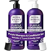 ROOTTINA Silver Shine Sulfate Free Brass Toning Purple Shampoo and Conditioner Set for Gray, Blonde & White Hair – Neutralizes Brass, Enhances Shine, Supports Cool Tone, Made in USA, 16 fl oz