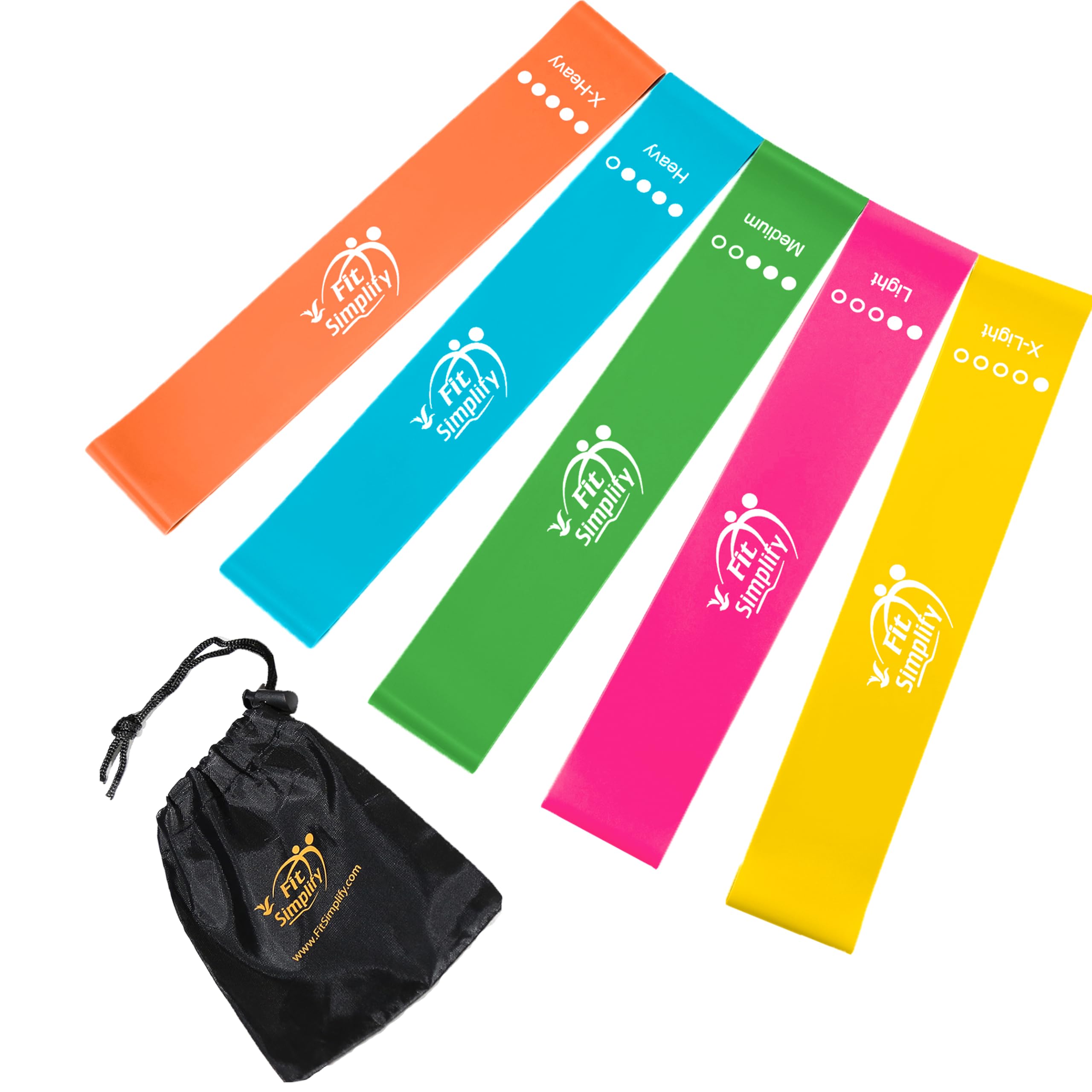 Fit Simplify 10 Inch Resistance Loop Exercise Bands, Set of 5, Assorted Colors