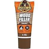 Gorilla Wood Filler, Walnut Color, Water Resistant, 6 oz Tube | All Purpose Formula, For Indoor or Outdoor Projects, Strong Repairs on Cracks and Gouges, Paintable and Sandable