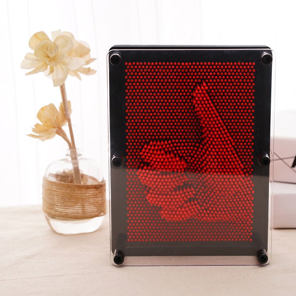 Twshiny 3D Art Sculpture, Novelty Plastic Pin Hand Mold Art Board and Creative Thinking Toy Clone Toy for Home and Office Desktop (Red)