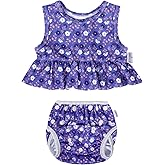 ALVA Toddler Baby Girl Swimsuit,Infant Bathing Sleeveless Bikinis Swimwear,Baby Reusable Swim Diaper with Matching Top
