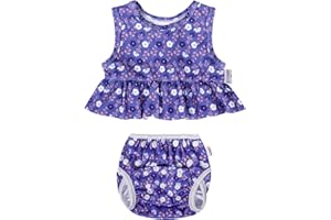 ALVABABY Toddler Baby Girl Swimsuit,Infant Bathing Sleeveless Tankini Swimwear,Baby Reusable Swim Diaper with Matching Top