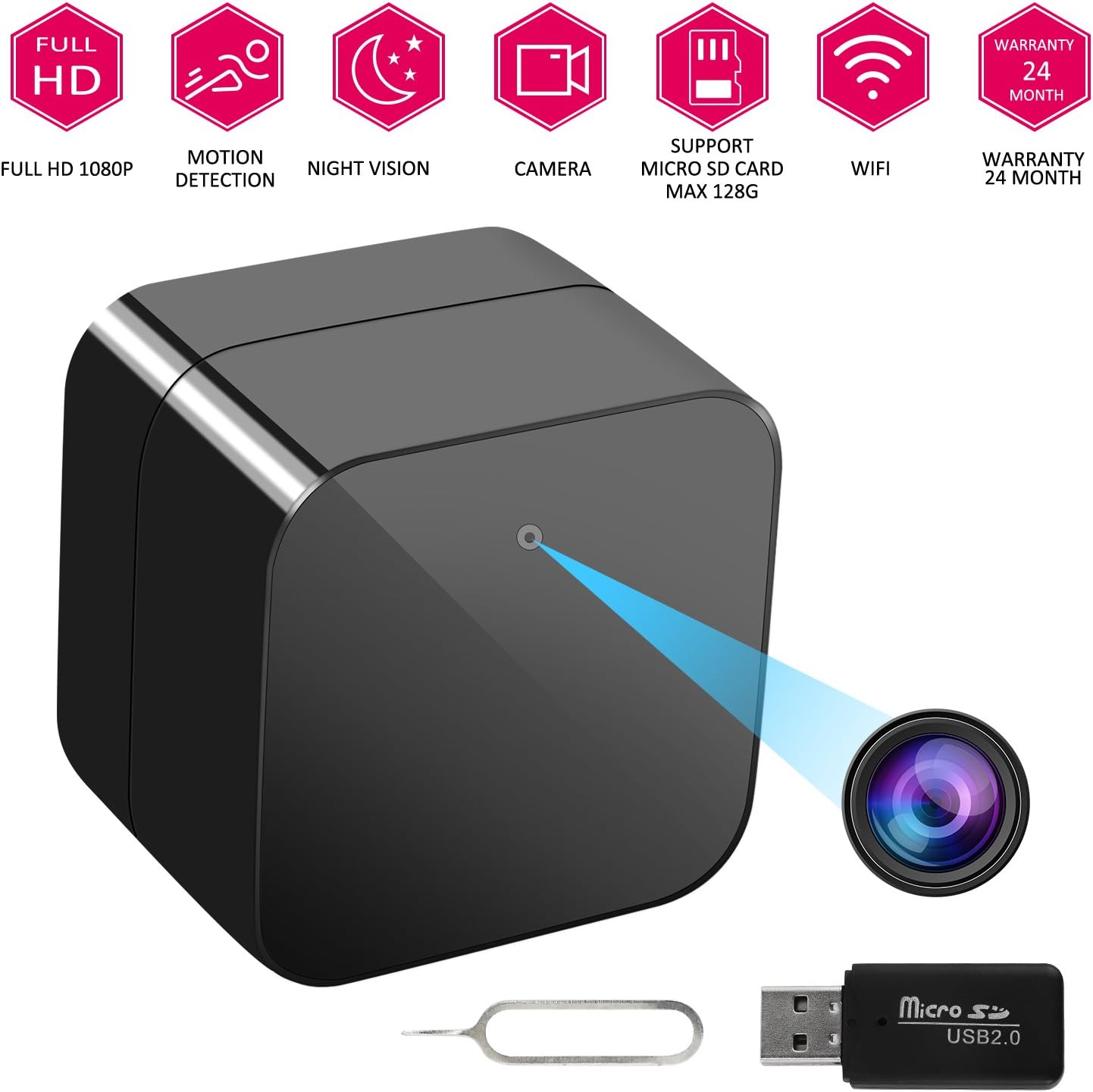 Wall Charger Hidden Camera with WiFi Video Transmission Night Vision 3 Mode Recording Loop Recording Motion Detection Feature Android and iOS Application Two Years Warranty