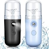 Honoson 2 Pack Nano Facial Mister Portable Sprayer(Black and Blue) | Handheld Face Mister Bottle for Eyelash Extensions USB Rechargeable 1 oz Mini Skin Care Machine for Daily Makeup
