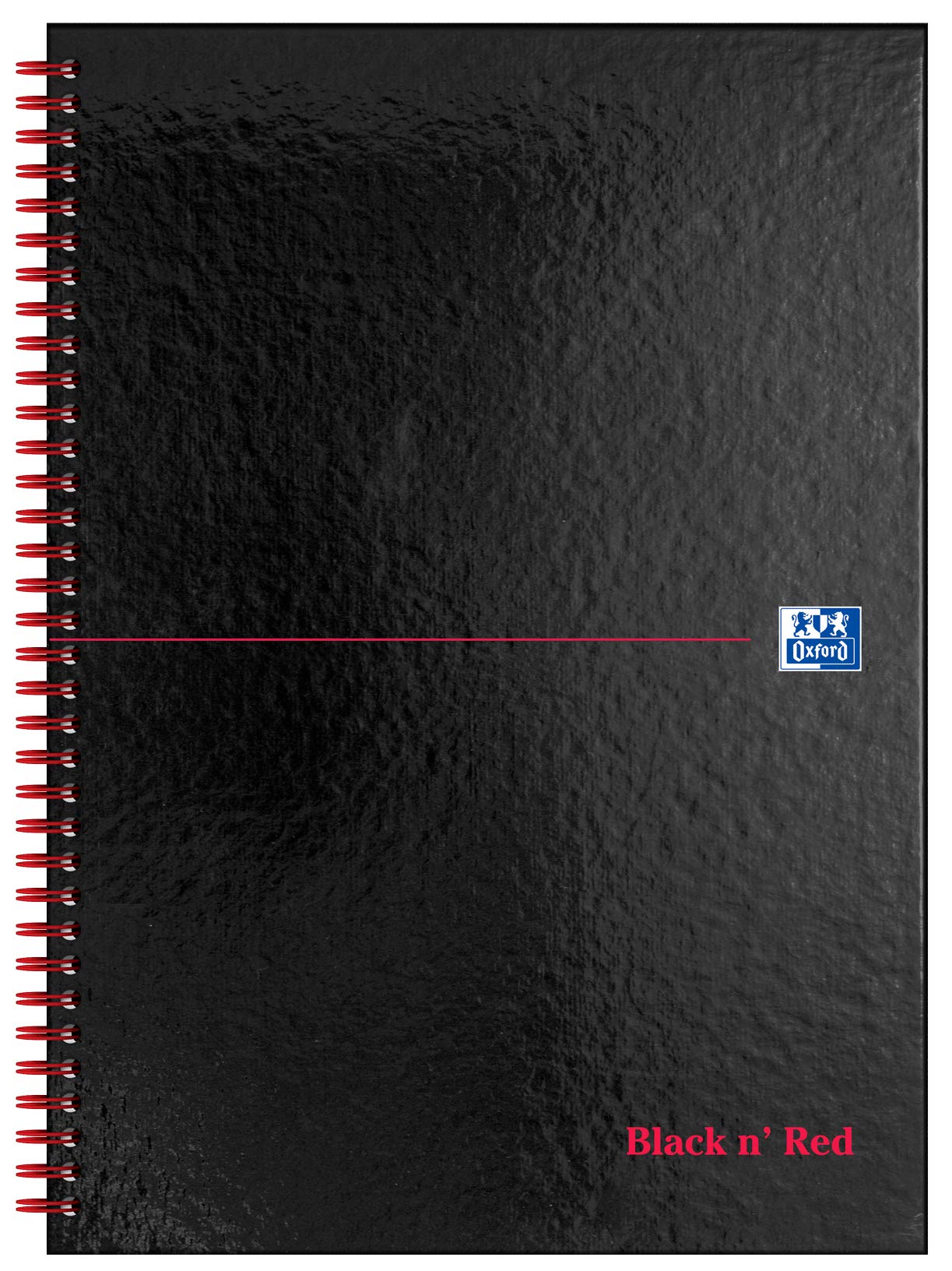 Oxford Black n' Red A4 Hardback Wirebound Notebook, Glossy, 140 Pages, 1 Notepad โ image 1