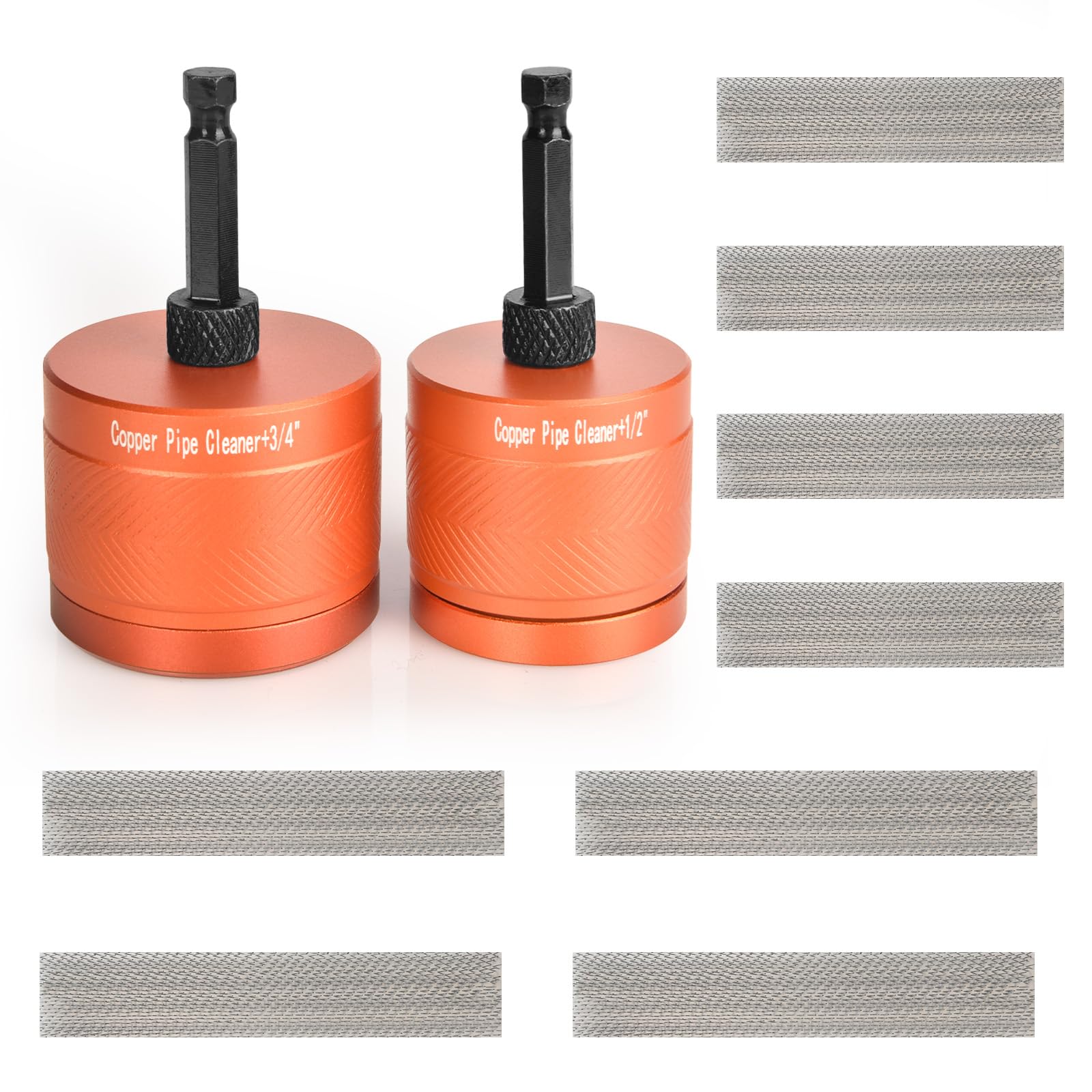 Photo 1 of 10Pcs Copper Pipe Cleaner Set - 1/2" & 3/4" Copper Pipe Cleaner, with 1/4 Hex Shank & 8 Replaceable Blades, for Removing Rust, Stains and Paint from Copper Pipes and Various Metal Pipes